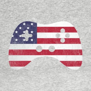 American Gamer Vintage USA Flag Video Game Controller Gamer T-Shirt
